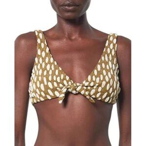 MARA HOFFMAN Rio Knot Bikini‎ Top - Cream/Green Sz small
